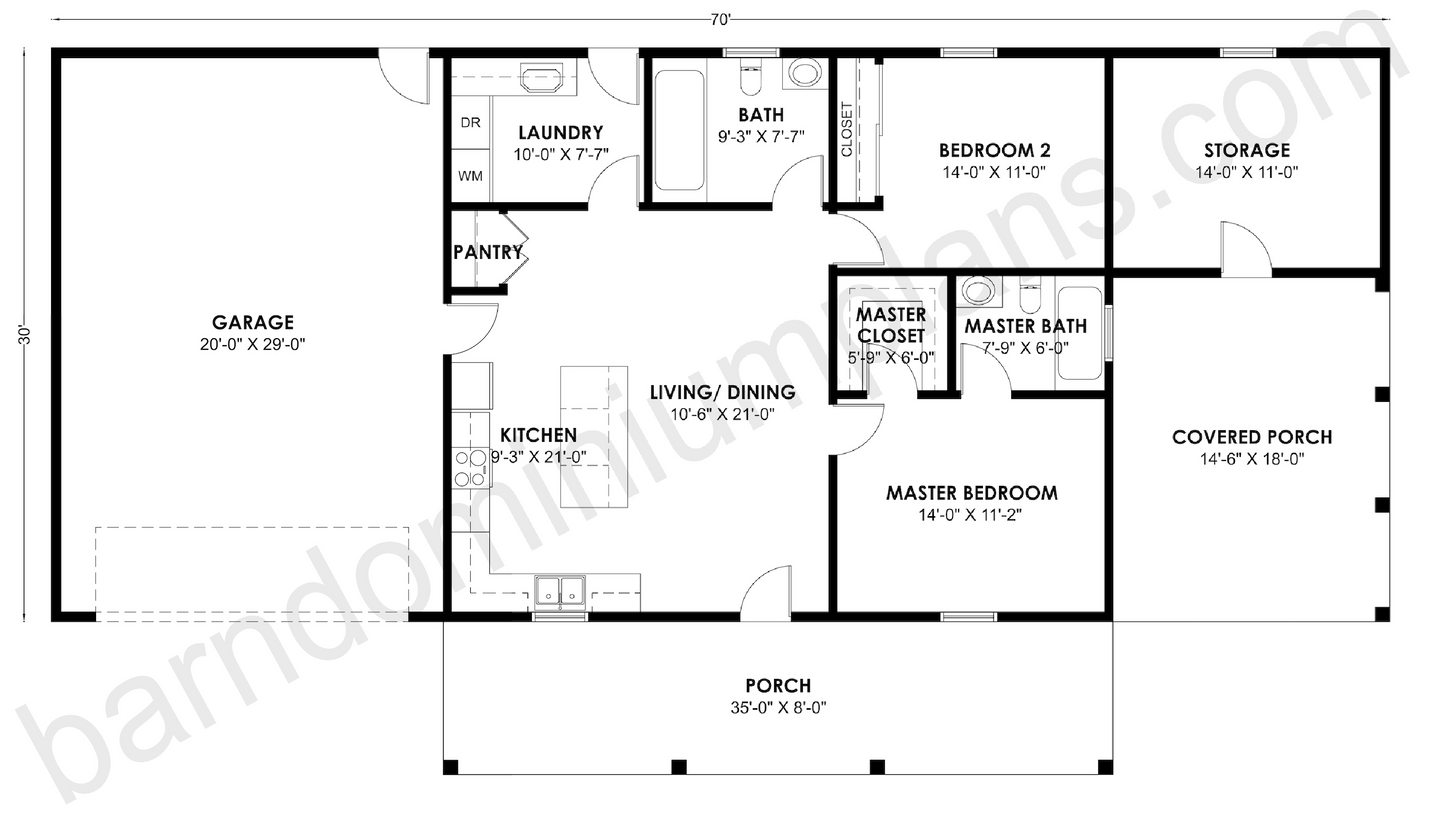 BCO-40180 Barndominium House Plan