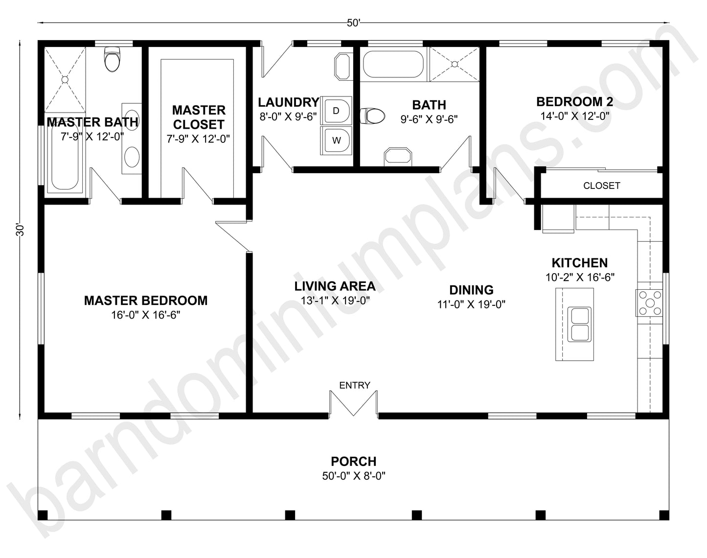BCO-40103 Barndominium House Plan