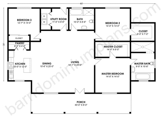 BCO-40128 Barndominium House Plan