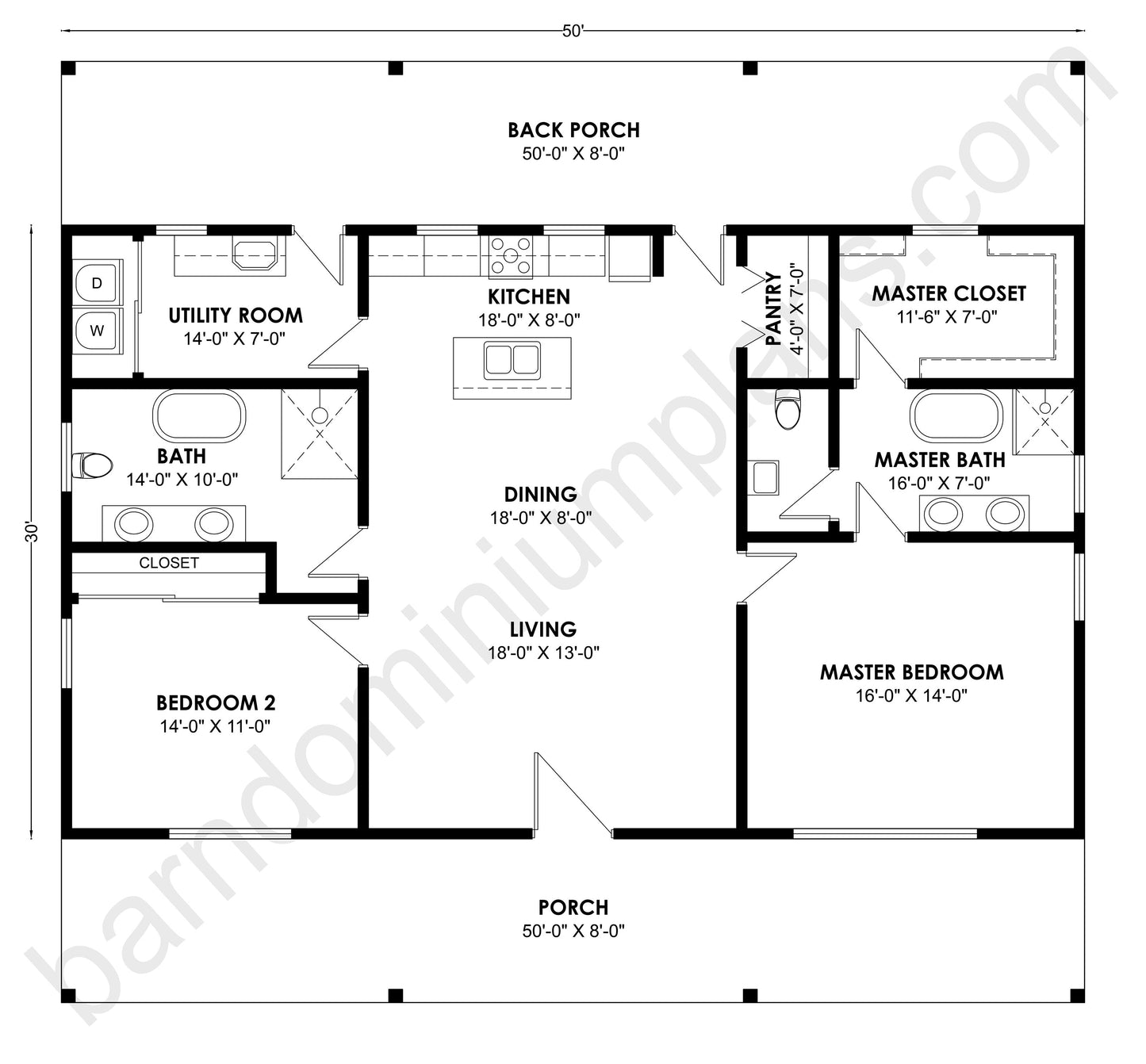BCO-40145 Barndominium House Plan