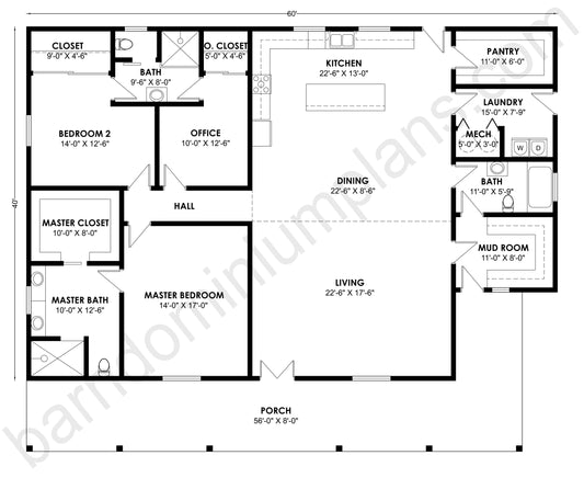 BCO-40152 Barndominium House Plan